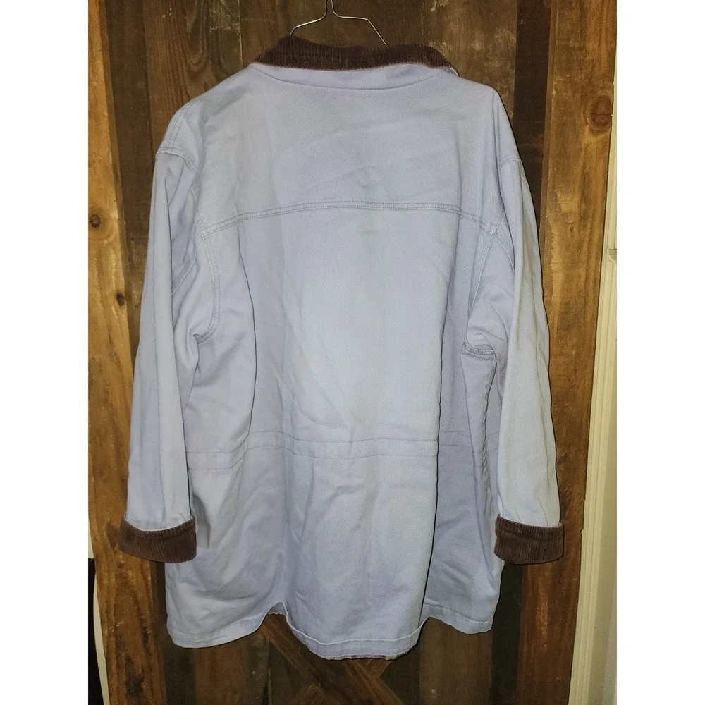 Vintage 90s Denim&CoLight BlueDenim Lined Chore Coat Corduroy Collar Women's 2XL